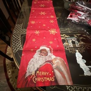 African-American Black Santa Design Table Runner 13x72 Polyester #2145811479 ￼